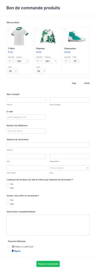 Bon De Commande Produits