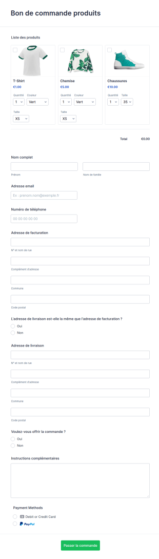 Bon De Commande Produits