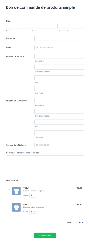 Bon De Commande Simple