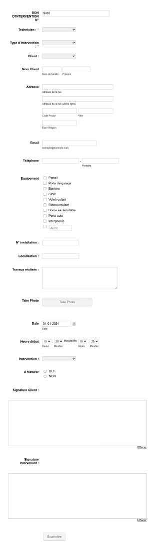 Bon D'intervention Form Template