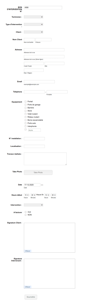 Bon D'intervention Form Template