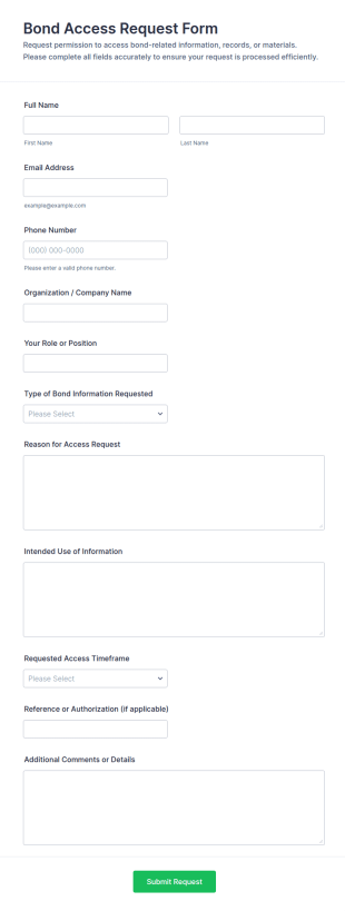 Bond Access Request Form Template