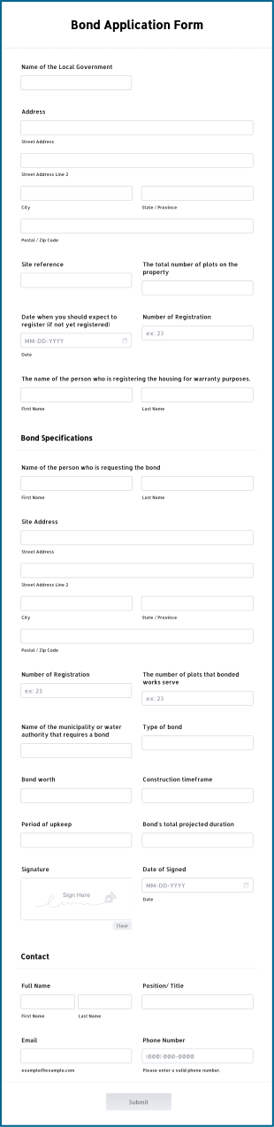 Bond Application Form Template
