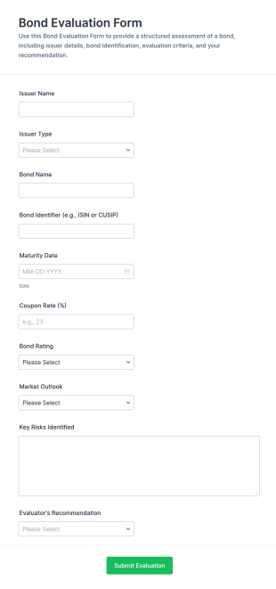 Bond Evaluation Form Template