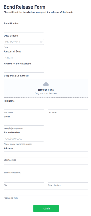 Bond Release Form Template