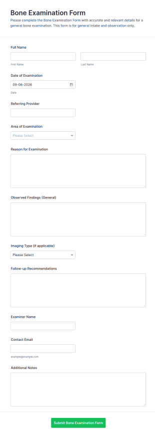 Bone Examination Form Template