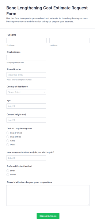 Bone Lengthening Cost Estimate Request Form Template