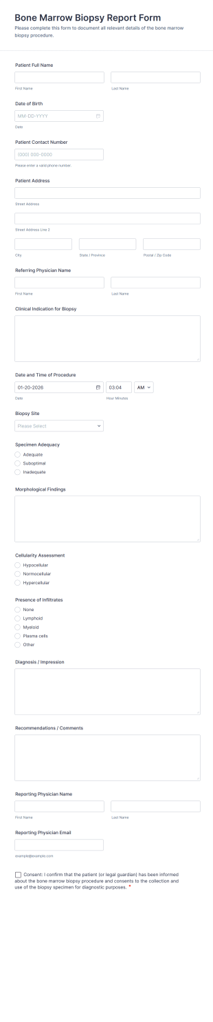 Bone Marrow Biopsy Report Form Template