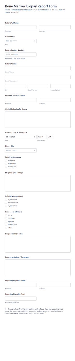 Bone Marrow Biopsy Report Form Template