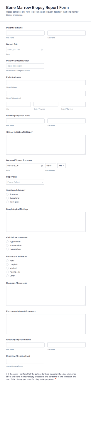 Bone Marrow Biopsy Report Form Template