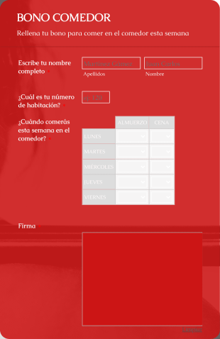 Bonos Comedor Form Template