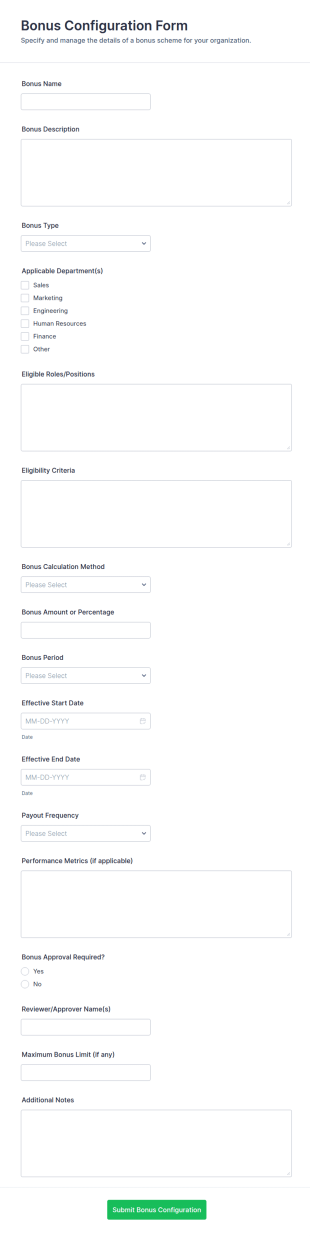 Bonus Configuration Form Template