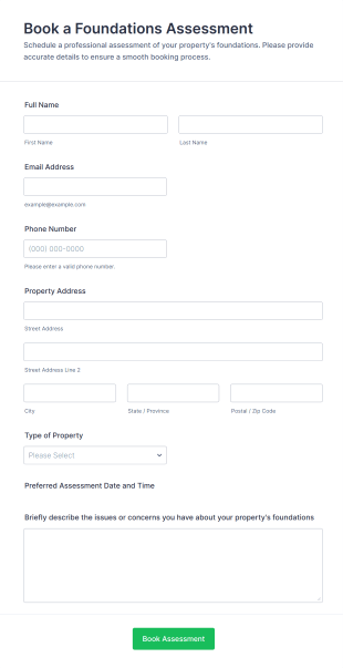 Book A Foundations Assessment Form Template