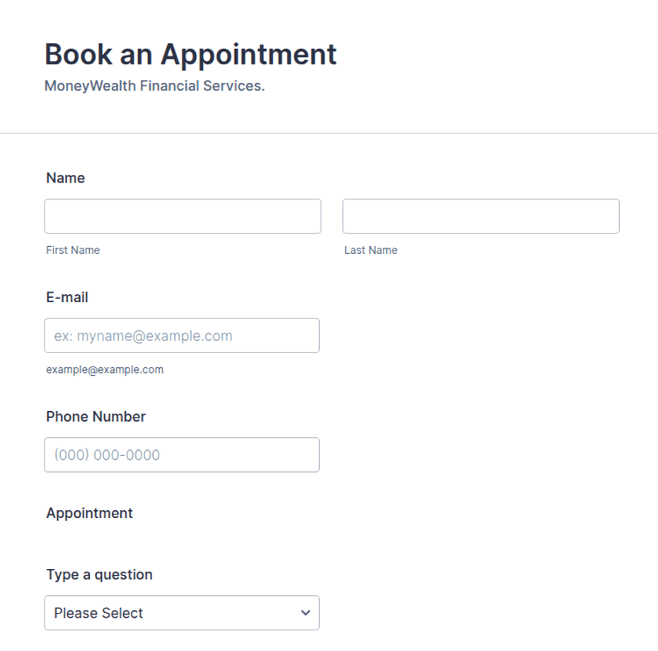 Java Book Appointment Form Book An Appointment Form Template | Jotform