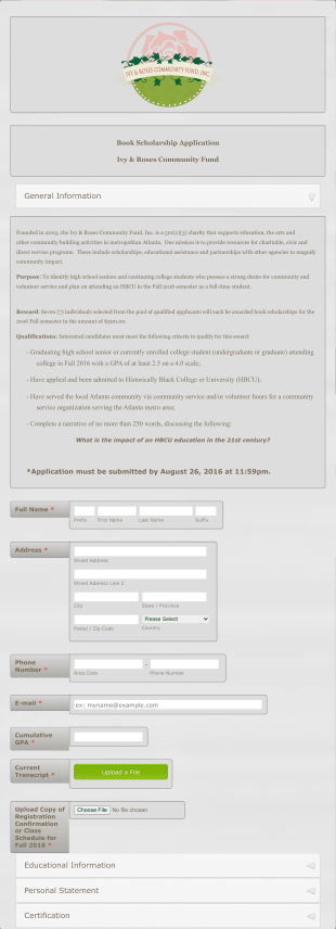 Book Award Application Form Template