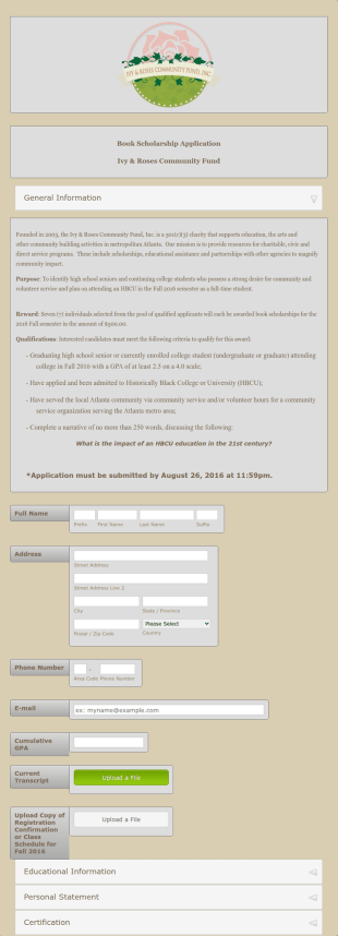 Book Award Application Form Template