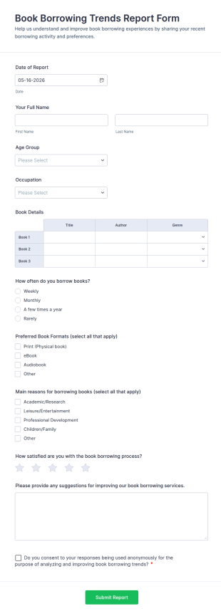 Book Borrowing Trends Report Form Template