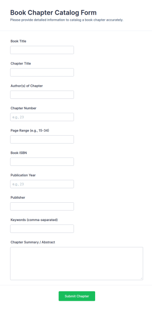 Book Chapter Catalog Form Template
