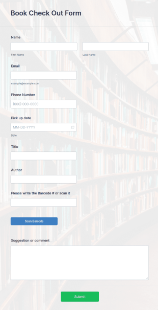 Book Check Out Form Template