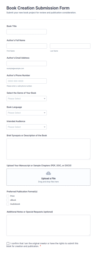 Book Creation Submission Form Template