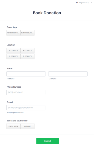 Book Donation Form Template