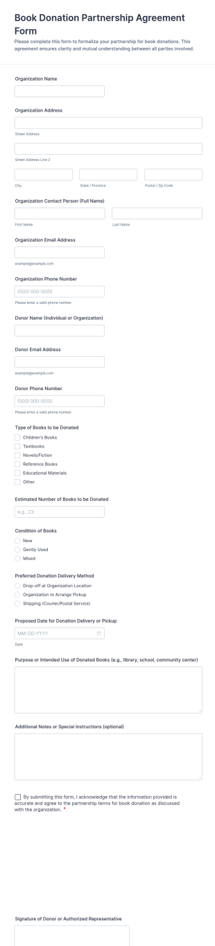 Book Donation Partnership Agreement Form Template