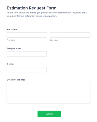 Book Estimate Request Form Template