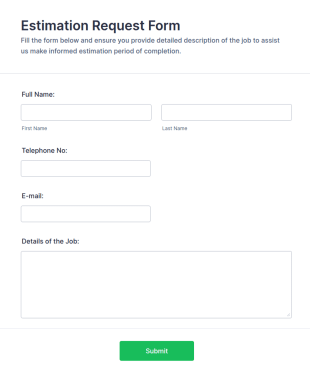 Book Estimate Request Form Template