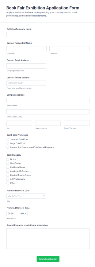 Book Fair Exhibition Application Form Template