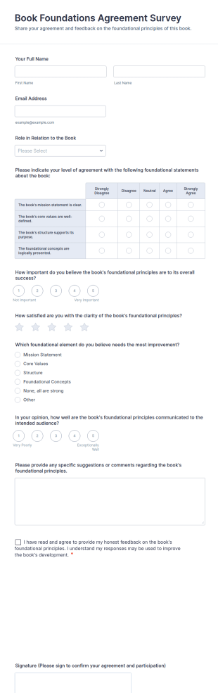 Book Foundations Agreement Survey Form Template