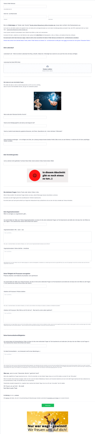 Book Leads Frage Formular I Junior Projektmanager I 29.07.21 Form Template