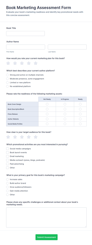 Book Marketing Assessment Form Template