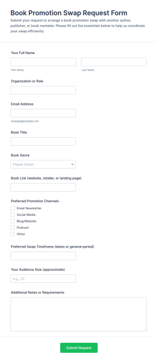 Book Promotion Swap Request Form Template