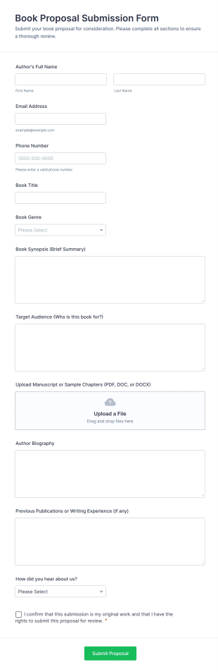 Book Proposal Submission Form Template