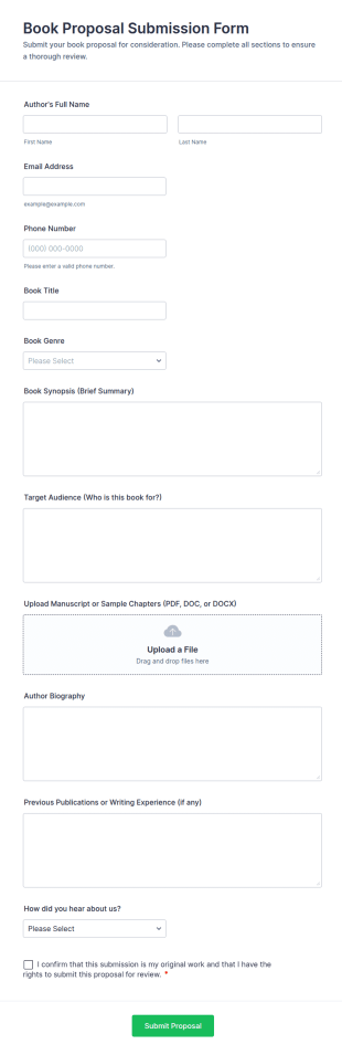 Book Proposal Submission Form Template