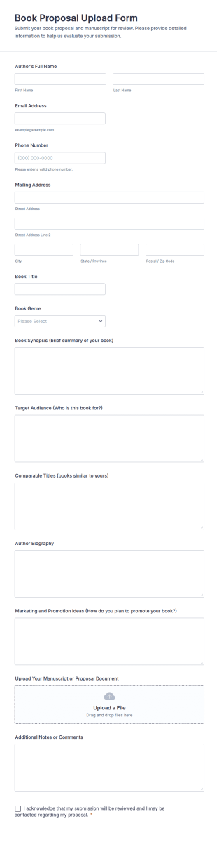 Book Proposal Upload Form Template