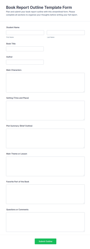 Book Report Outline Template Form