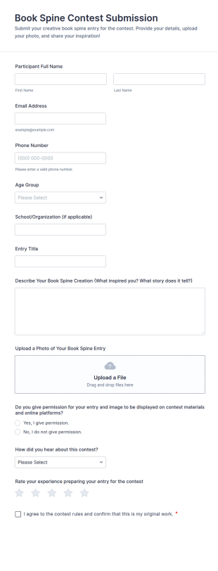 Book Spine Contest Submission Form Template