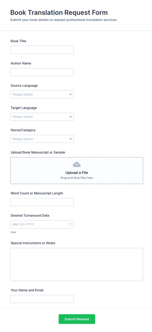 Book Translation Request Form Template