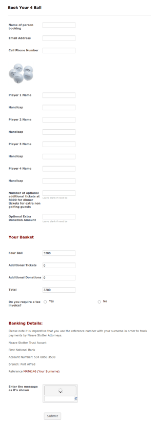 Golf Team Registration Form Template