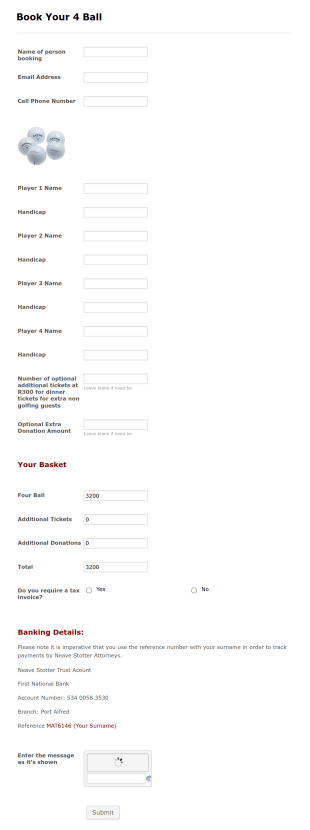 Golf Team Registration Form Template