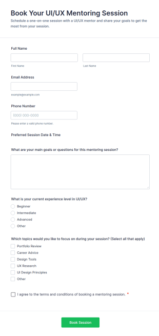 Book Your UI/UX Mentoring Session Form Template