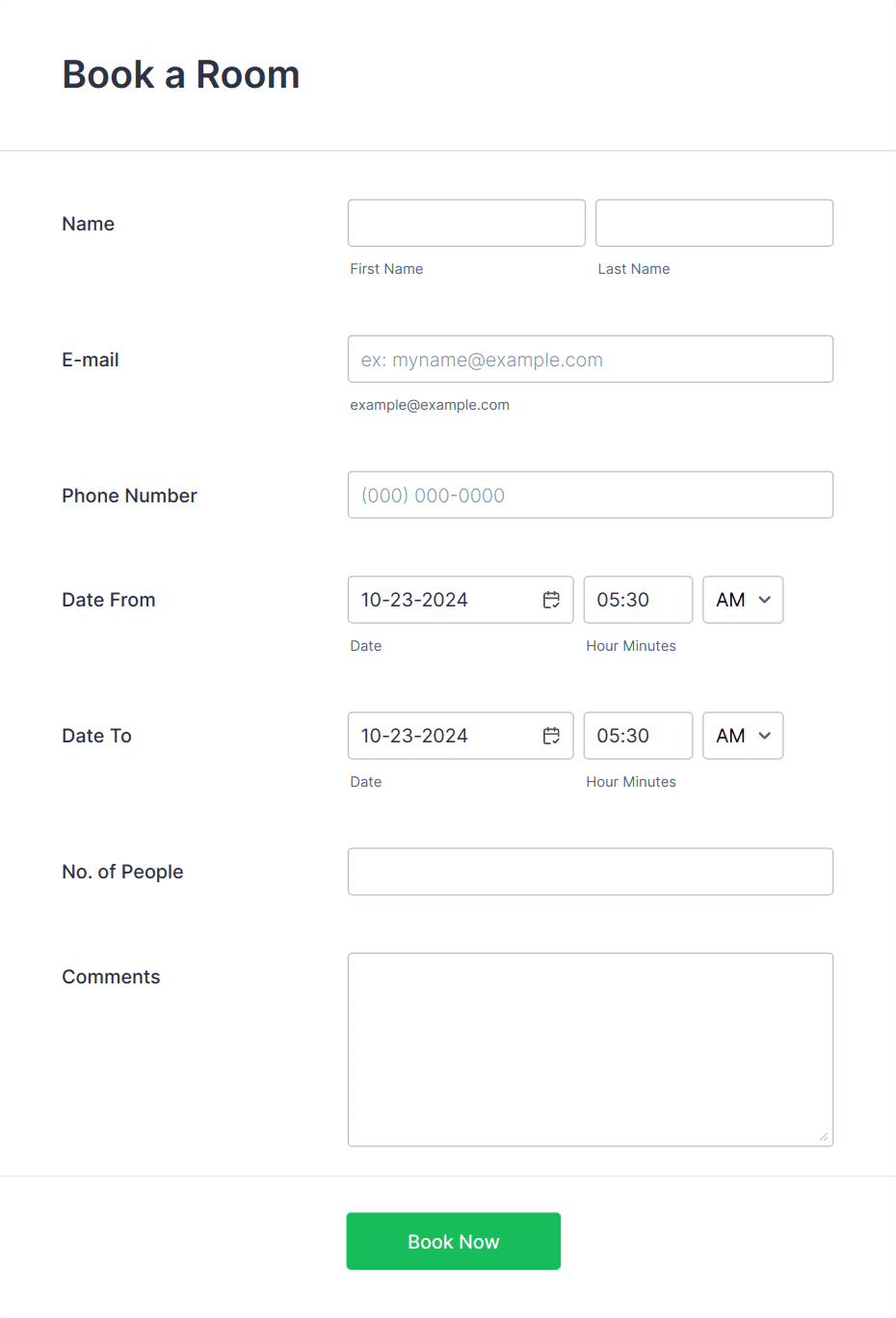 Booking for Bed and Breakfast Form Template | Jotform