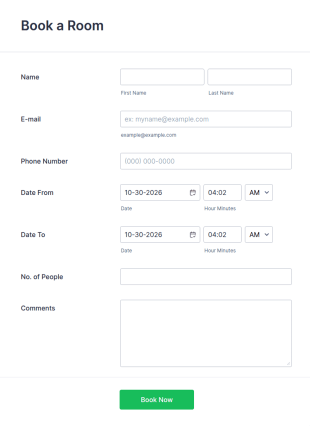Booking For Bed And Breakfast Form Template