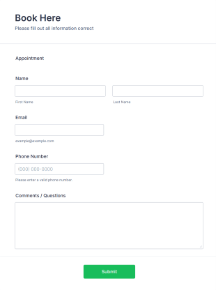 Booking Form With Calendar Form Template