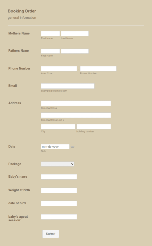 Booking Order Form Template
