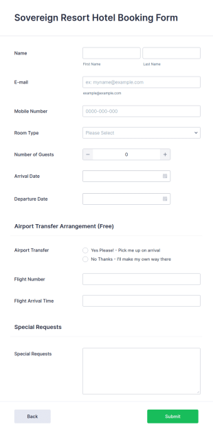 Booking Request Form Template