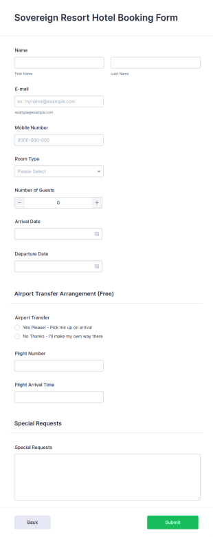 Booking Request Form Template