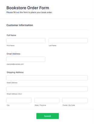 Bookstore Order Form Template