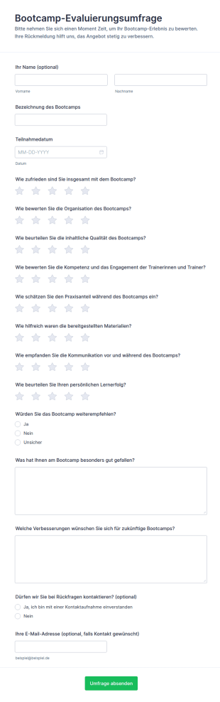 Bootcamp Bewertungsumfrage